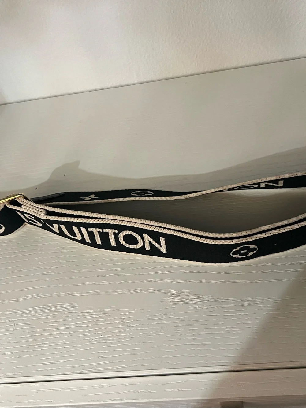Louis Vuitton Black and Cream Logo Jacquard Shoulder Strap